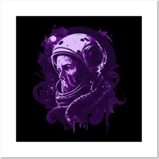 Astronaut Octopus Purple Posters and Art